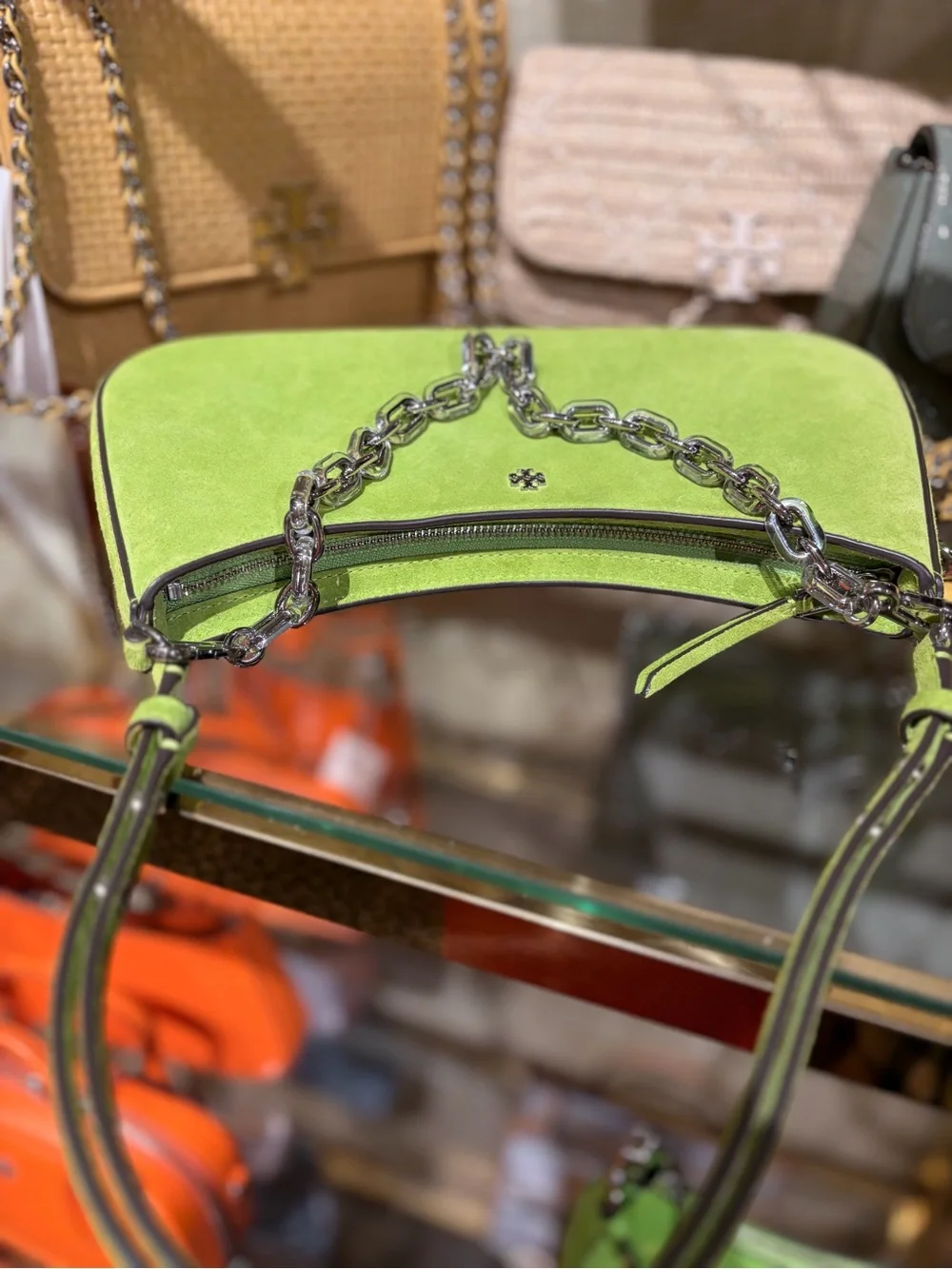 Tory Burch Rory novelty crinkle Green Shoulder Bag Style Chain with 2 Straps